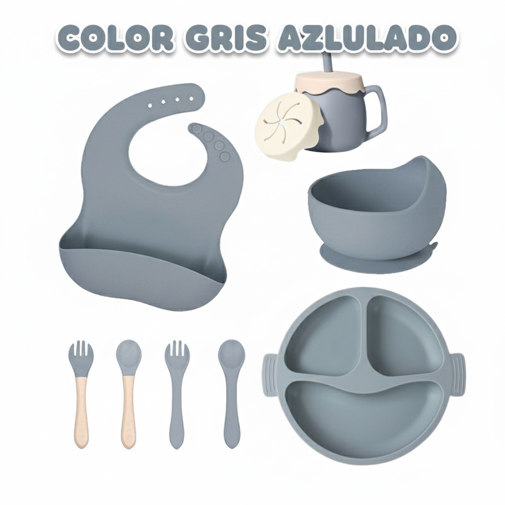 VAJILLA INFANTIL DE SILICONA 8 PIEZAS