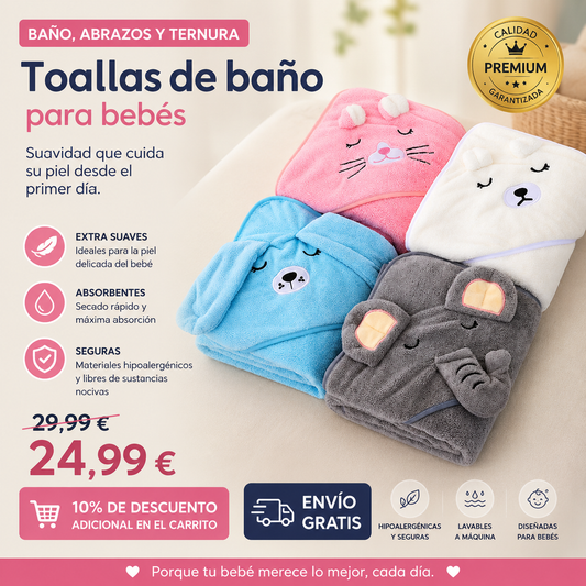 TOALLA DE BAÑO INFANTIL CON CAPA DE VELLÓN