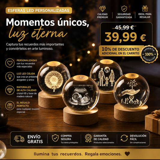 Sphère personnalisée avec échographie 3D | Cadeau pour femmes enceintes avec lumière LED
