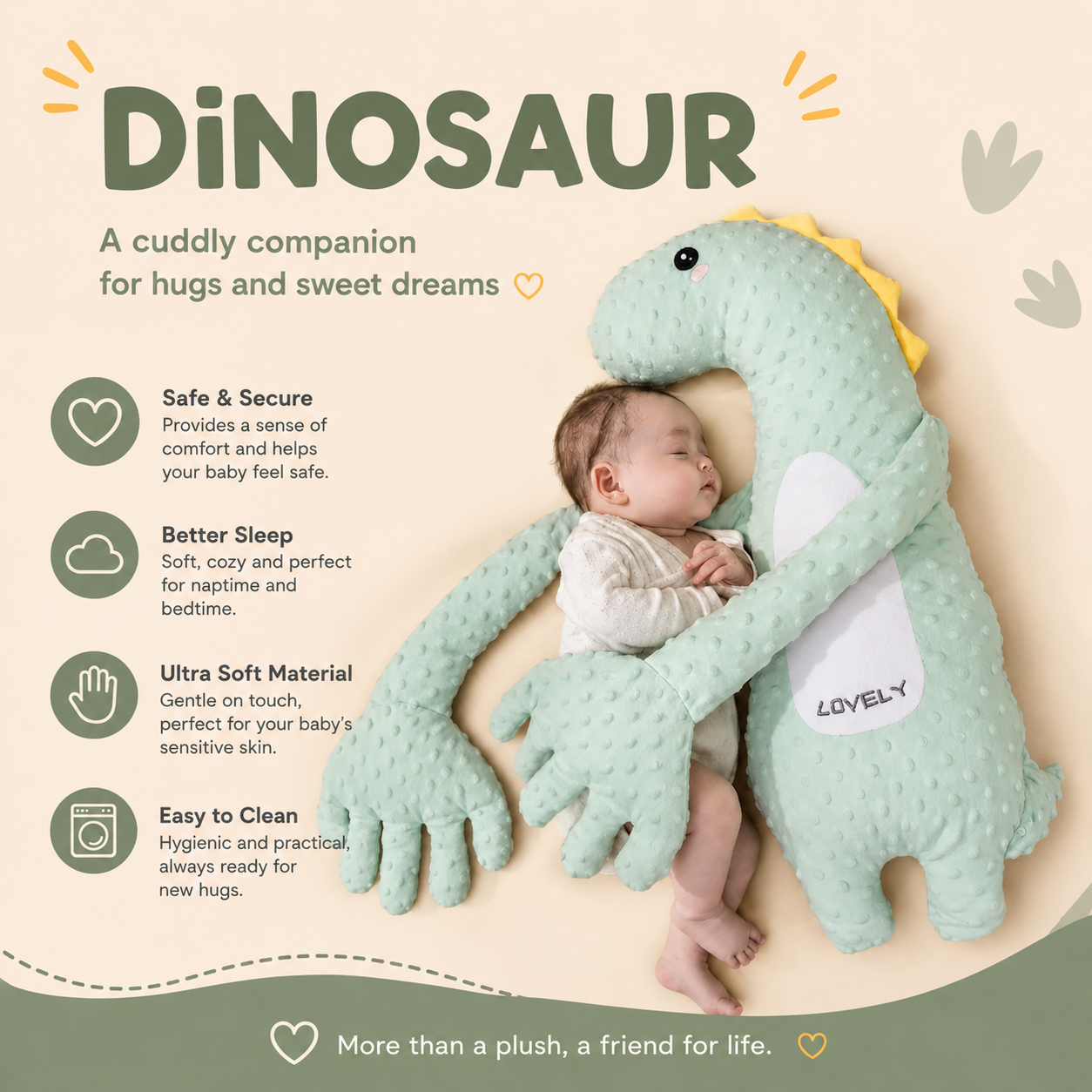 Baby Hugging Plush Toy with Moving Finger