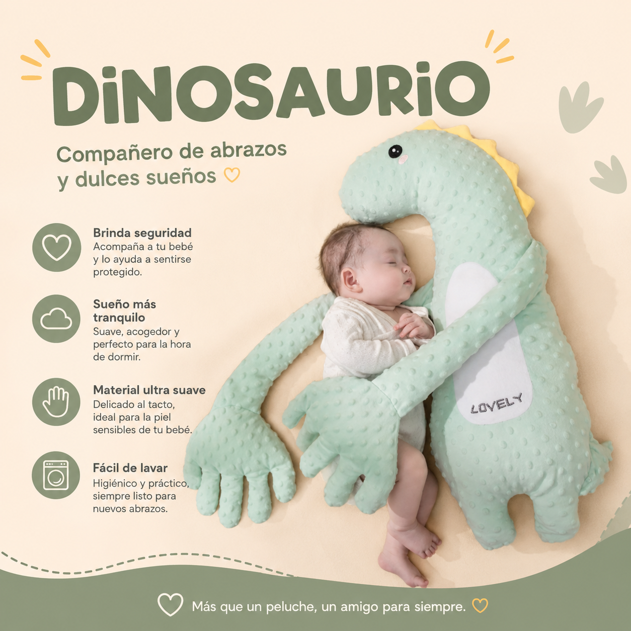🦄 Almohada de Abrazo Bebé – Cojín de Sueño Seguro y Suave