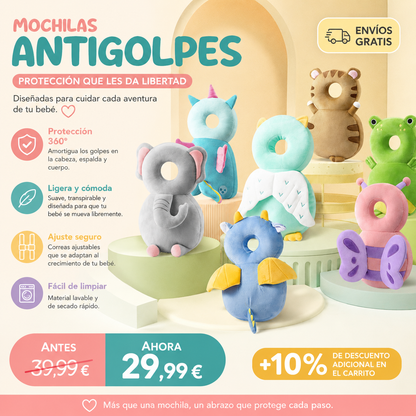 REPOSACABEZA, ANTICAIDAS PARA BEBÉS, ALMOHADA DE ESPALDA CON PROTECTOR