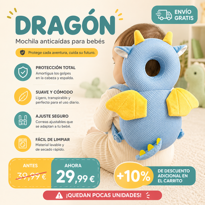 REPOSACABEZA, ANTICAIDAS PARA BEBÉS, ALMOHADA DE ESPALDA CON PROTECTOR