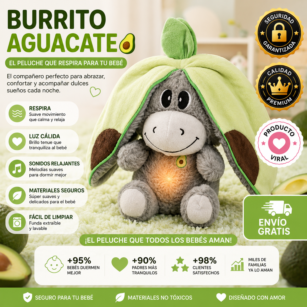 Muñecos Respiración para Bebés - Peluche Calmante 28cm