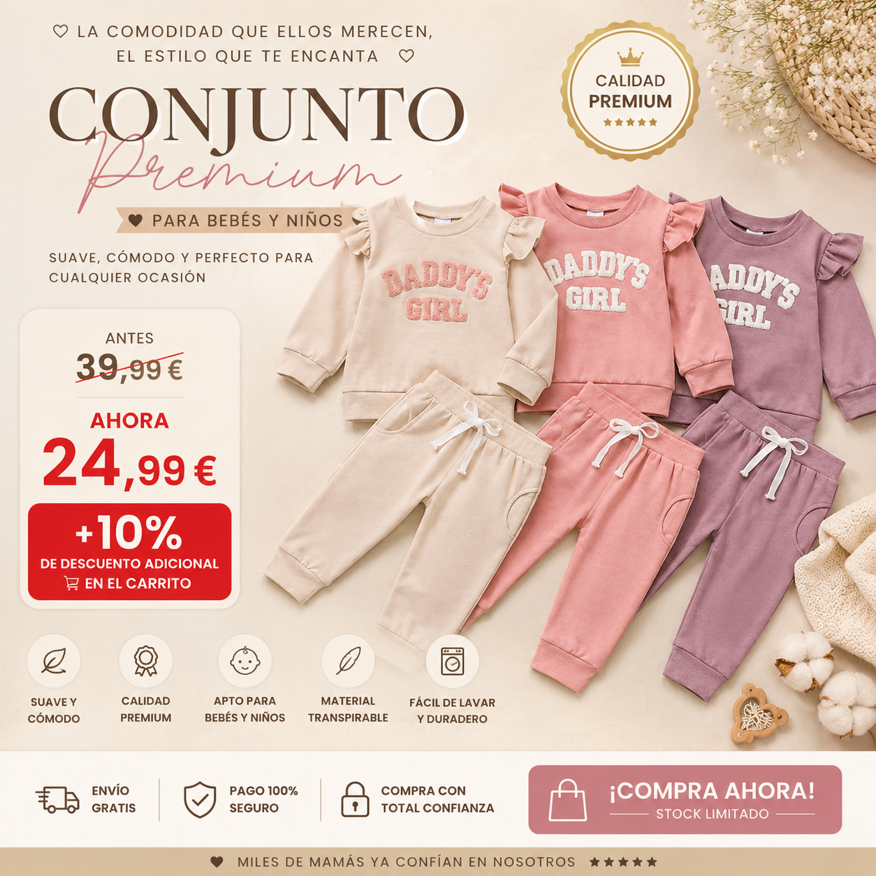 CONJUNTO CHANDAL NIÑA 0 A 3 AÑOS