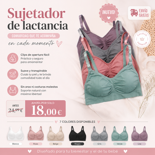 Sujetador de lactancia con hebilla y sin aro de acero