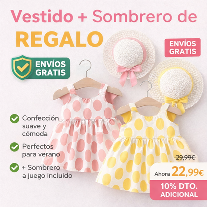 Vestido Princesa Niña con Lunares y Alas - Vestido de Verano Playa