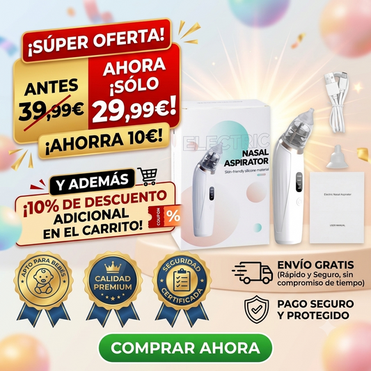 💨 Aspirador Nasal Eléctrico para Bebés – Limpieza Suave y Eficaz contra la Congestión Nasal