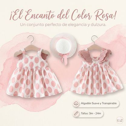 Vestido Princesa Niña con Lunares y Alas - Vestido de Verano Playa