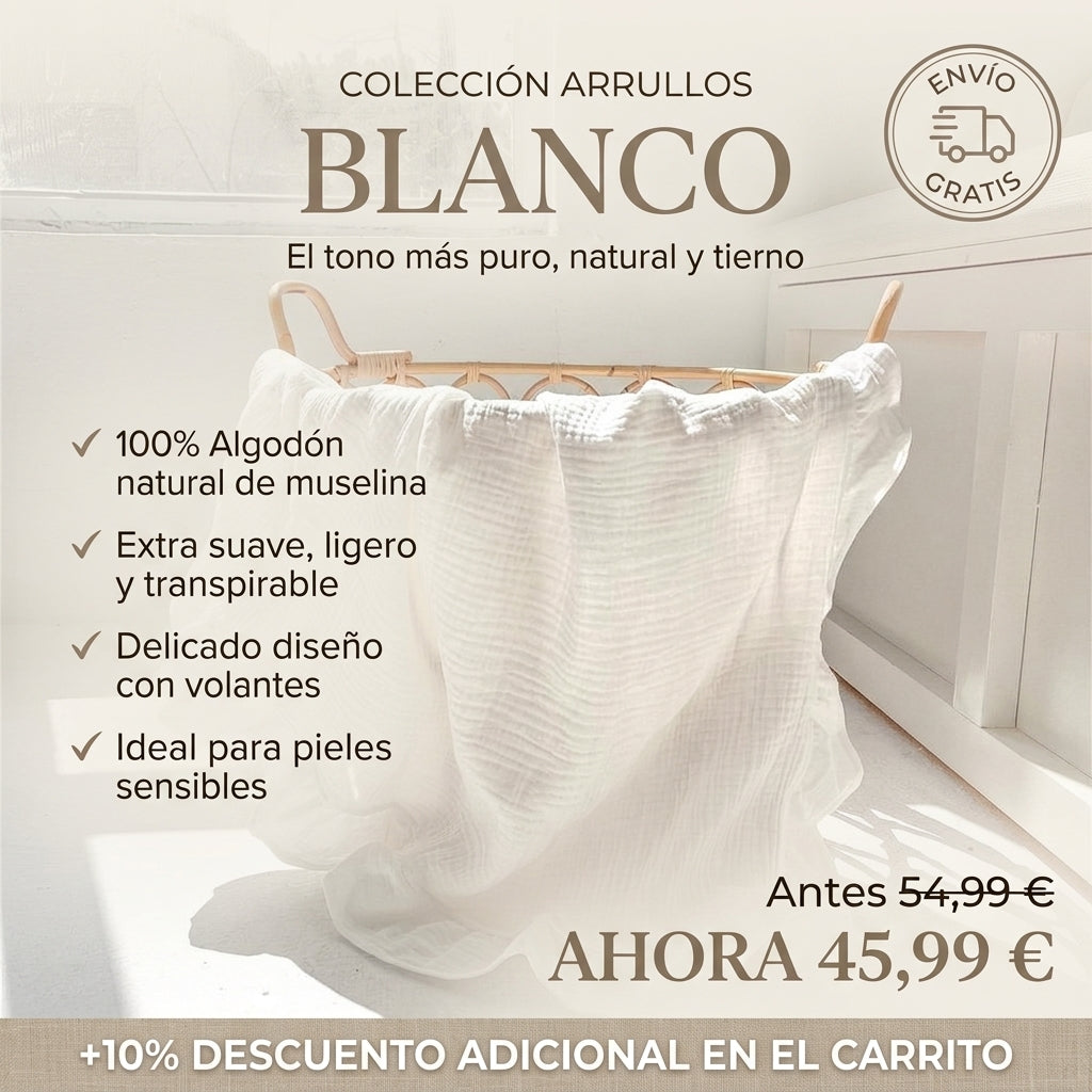 Muselina para Bebé | Manta de Algodón Suave con Borde de Pétalos
