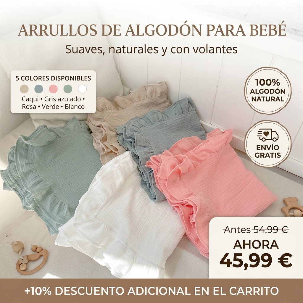 Muselina para Bebé | Manta de Algodón Suave con Borde de Pétalos