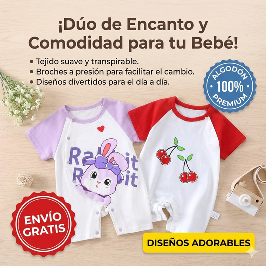 Body Bebé Manga Corta 100% Algodón - Recien Nacido Verano Transpirable