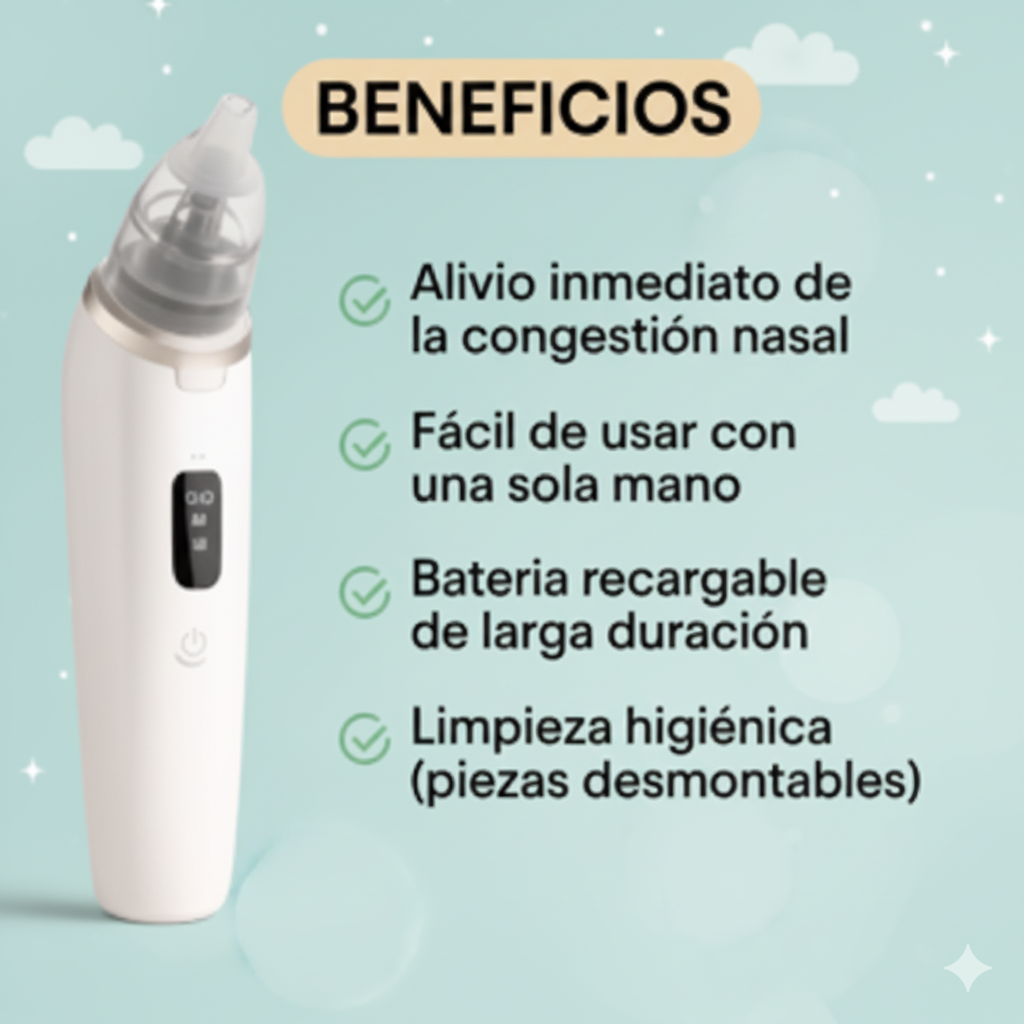 💨 Aspirador Nasal Eléctrico para Bebés – Limpieza Suave y Eficaz contra la Congestión Nasal