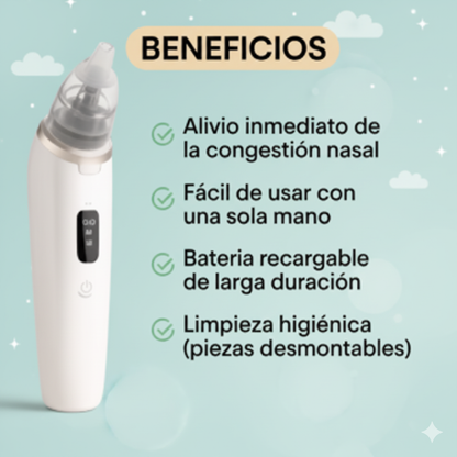 💨 Aspirador Nasal Eléctrico para Bebés – Limpieza Suave y Eficaz contra la Congestión Nasal
