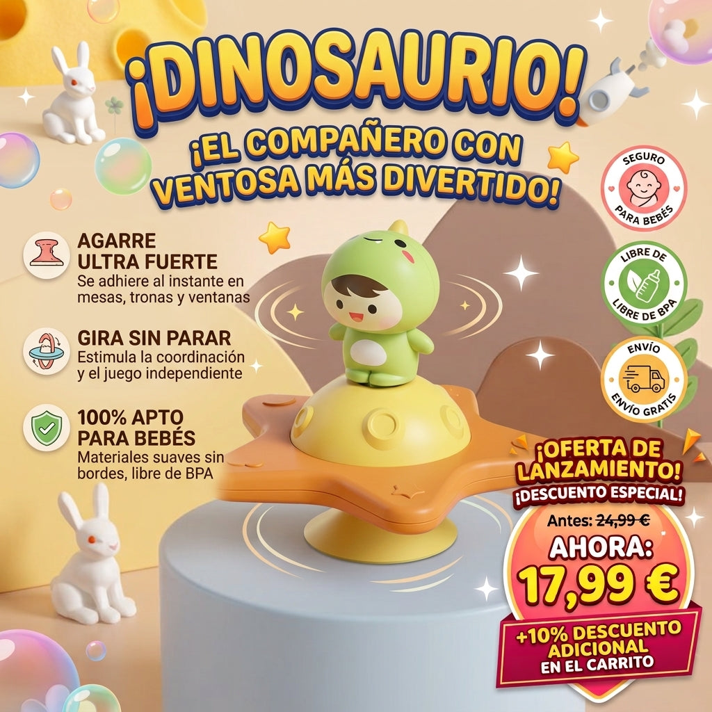 Juguete Giratorio con Ventosa para Bebés | Sonajero Sensorial Antiestrés