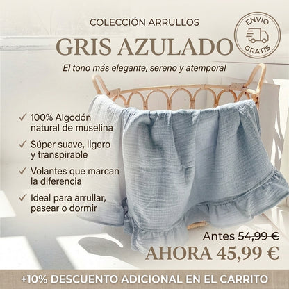 Muselina para Bebé | Manta de Algodón Suave con Borde de Pétalos