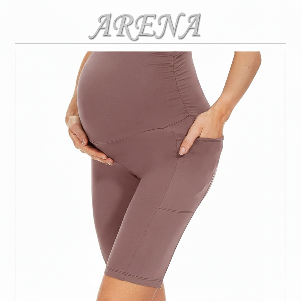 Mallas Cortas de Yoga para Embarazadas – Pantalones Deportivos Premamá con Cintura Alta, Suaves, Elásticos y con Bolsillos | Ropa de Maternidad para Entrenar y Diario