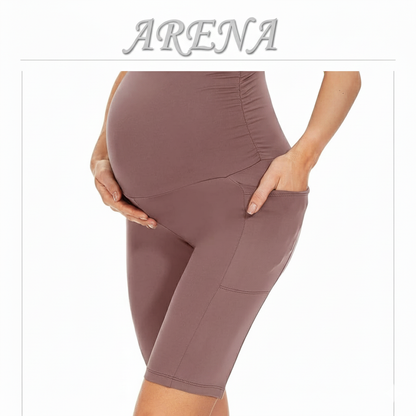 Mallas Cortas de Yoga para Embarazadas – Pantalones Deportivos Premamá con Cintura Alta, Suaves, Elásticos y con Bolsillos | Ropa de Maternidad para Entrenar y Diario