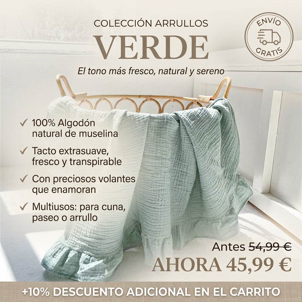 Muselina para Bebé | Manta de Algodón Suave con Borde de Pétalos