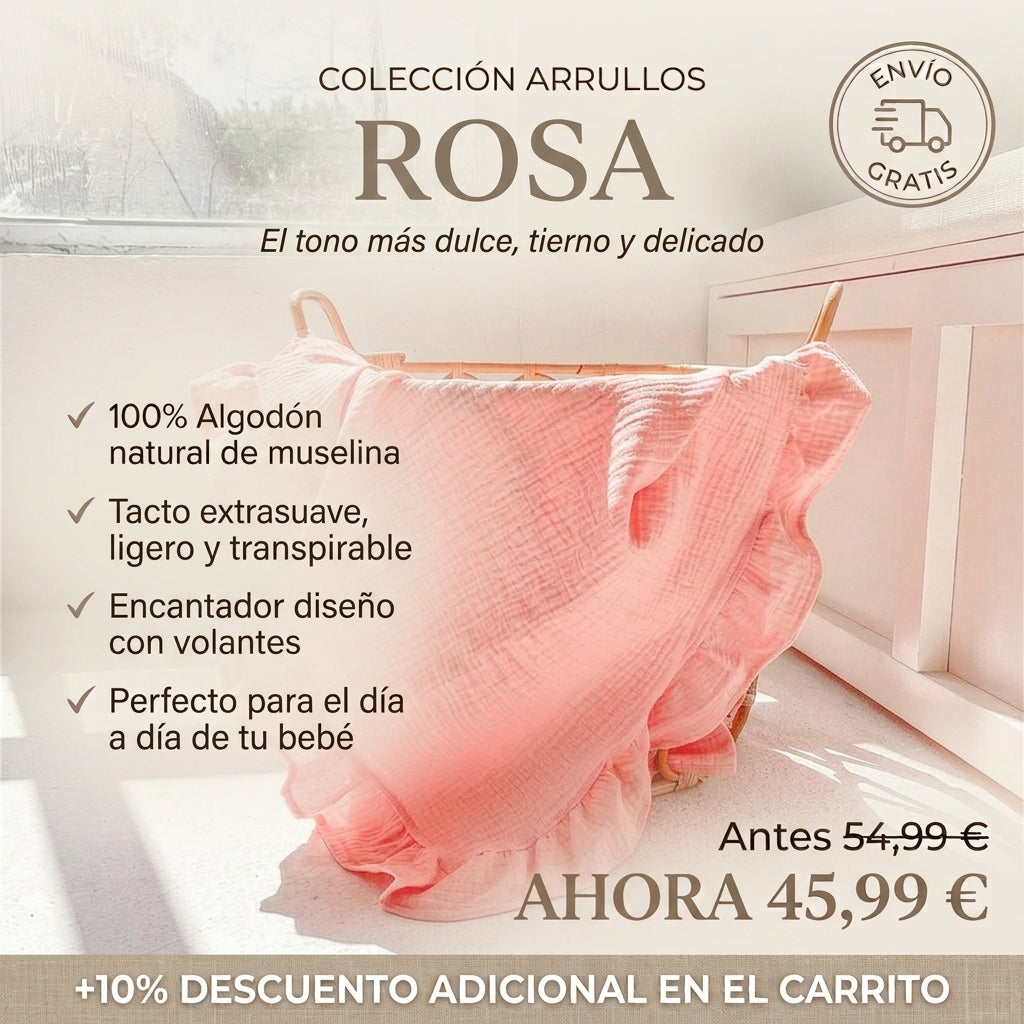 Muselina para Bebé | Manta de Algodón Suave con Borde de Pétalos