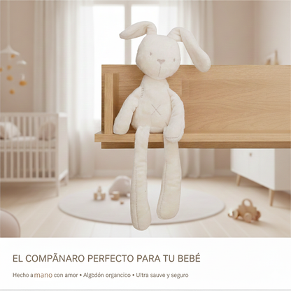 Peluche Dudu Conejito 43 cm – Suave, Blanco y Rosa | Juguete de Apego para Bebés